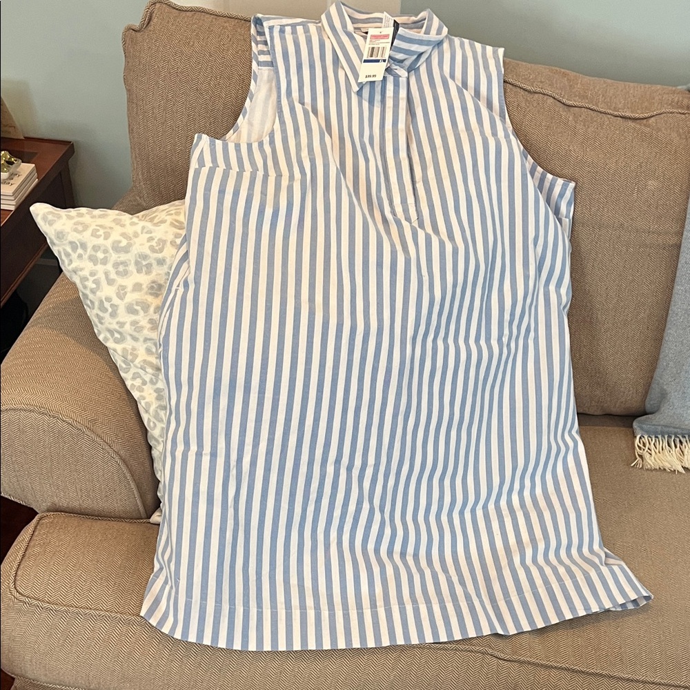 Vineyard Vines Blue and White Striped Shirt Dress